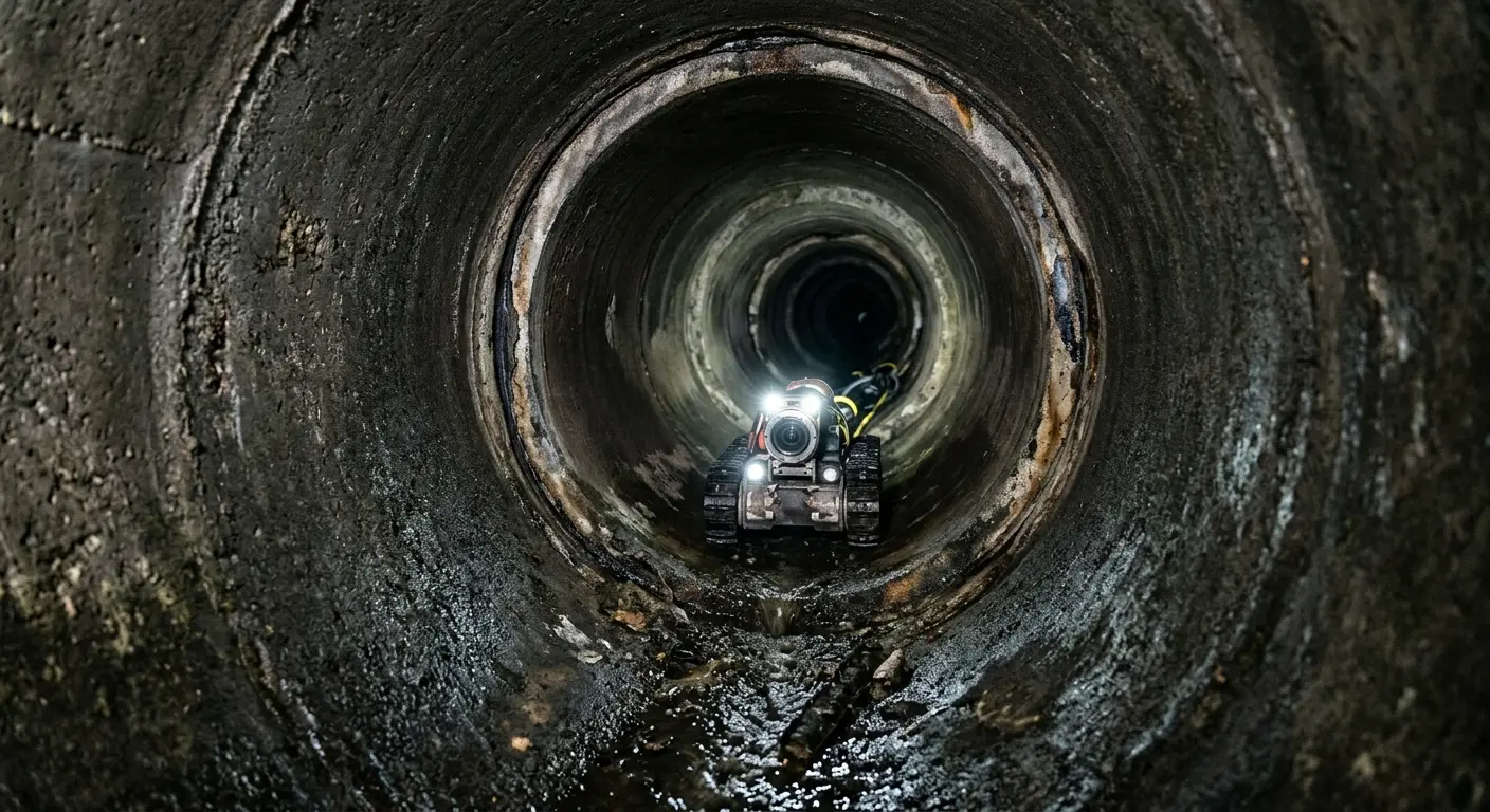 Robotic sewer camera inspecting pipe interior for Sewer Line Repair in Somerville